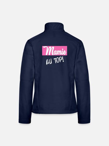 MAMIE. GRAND-MERE. FÊTE DES MÈRES. BONNE FÊTE - Veste en tissu softshell Femme - bleu marine - Dos