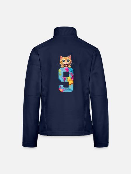9 YEARS OLD CAT 9TH BIRTHDAY - Women's Softshell Jacket - navy - Back