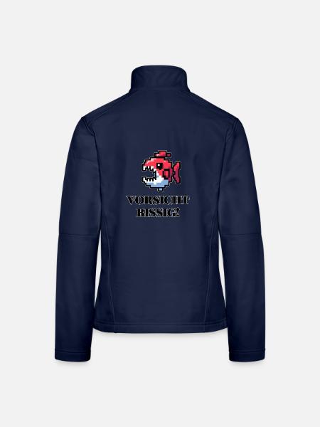 Beware Snappy - Funny Fish Design - Women's Softshell Jacket - navy - Back