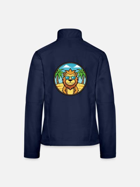Löwe Lustige Cartoon Sommer Strand Sonnenbrille Aufkleber - Frauen Softshelljacke - Navy - Hinten