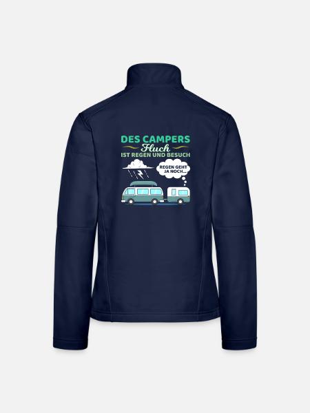 Des Campers Fluch Regen Und Besuch Camper Camping - Frauen Softshelljacke - Navy - Hinten