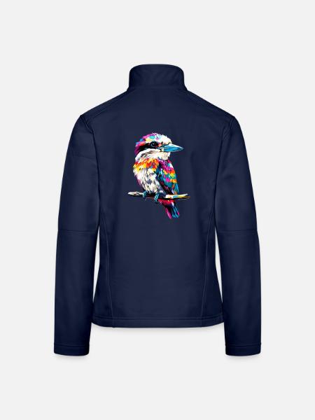 Kookaburra Jägerliest Lachender Hans Süßer Vogel - Frauen Softshelljacke - Navy - Hinten