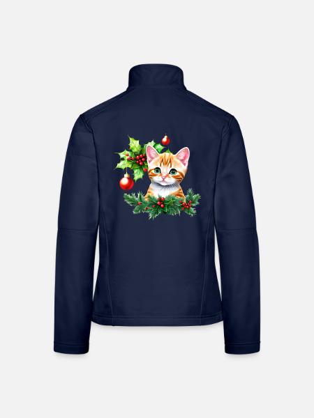 Eine entzückende Katze mit vor Neugier funkelnden Augen - Frauen Softshelljacke - Navy - Hinten