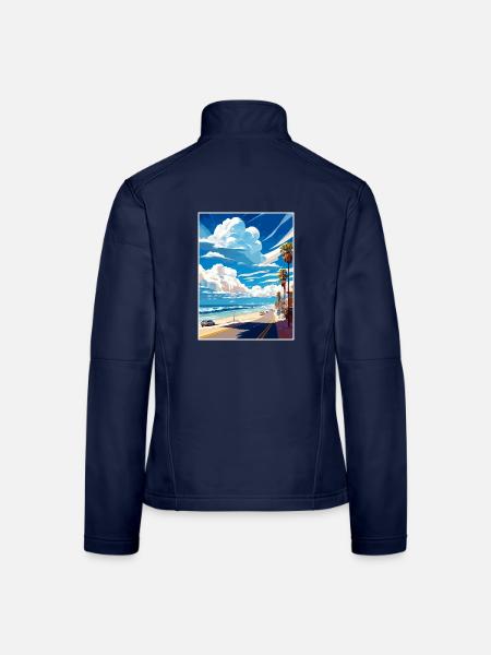 Manhattan Beach Kalifornien Vintage Reiseposter - Frauen Softshelljacke - Navy - Hinten