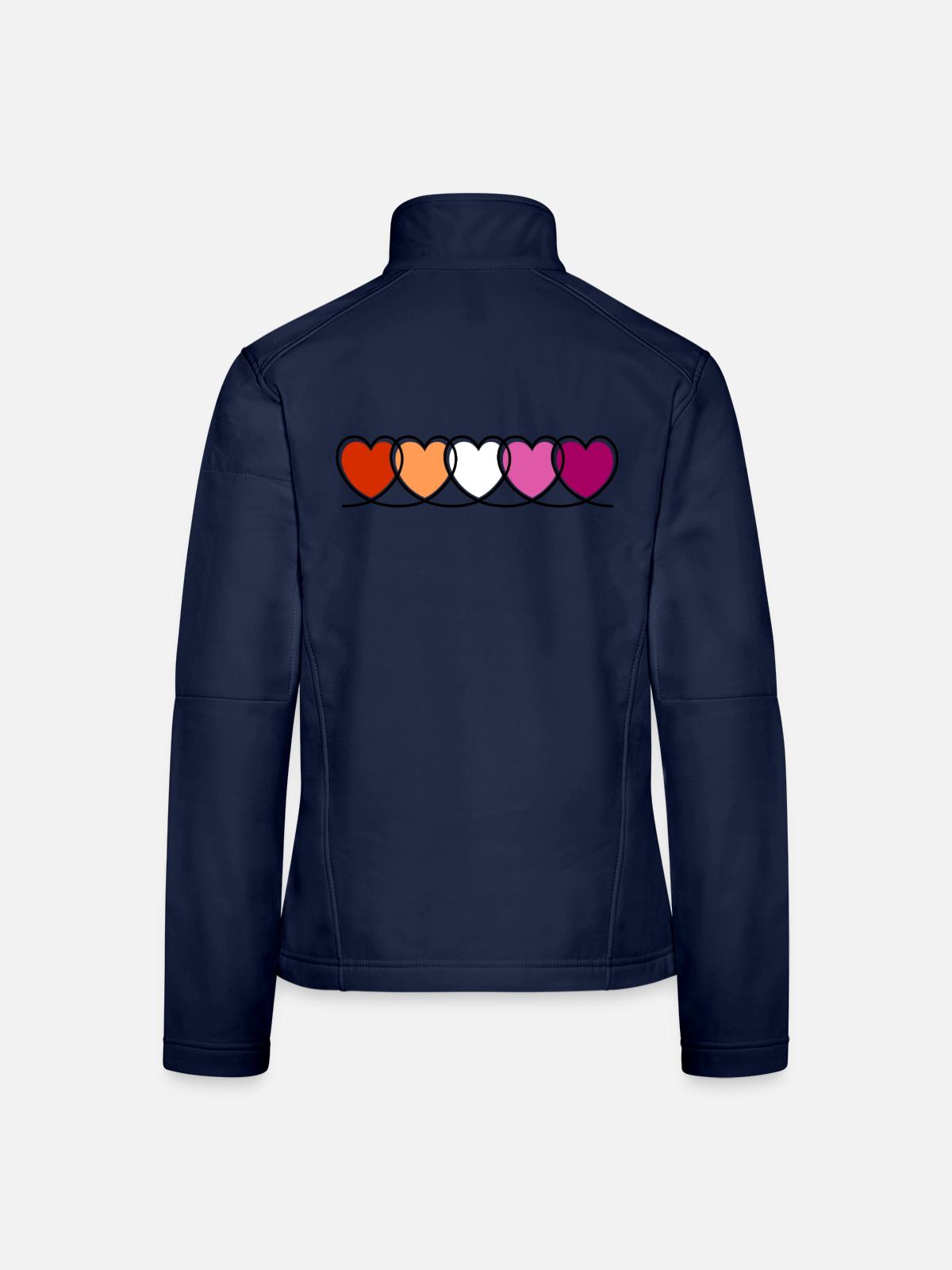 Lesbe lesbisch Herzen - Frauen Softshelljacke - Navy - Hinten