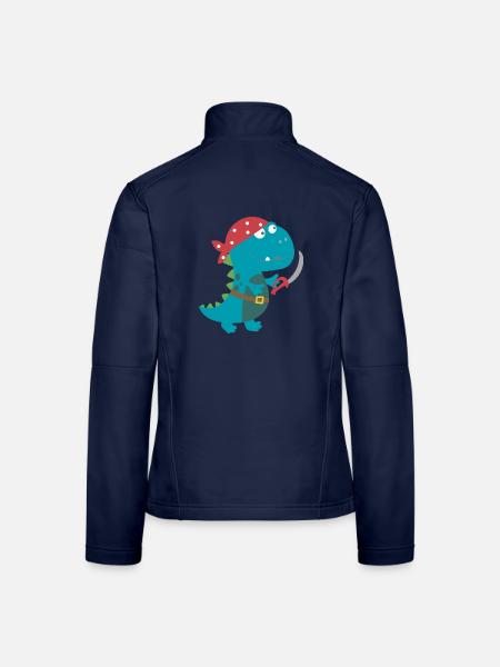 Dino Pirat Piratenkostüm Halloween Karneval Jungen - Frauen Softshelljacke - Navy - Hinten