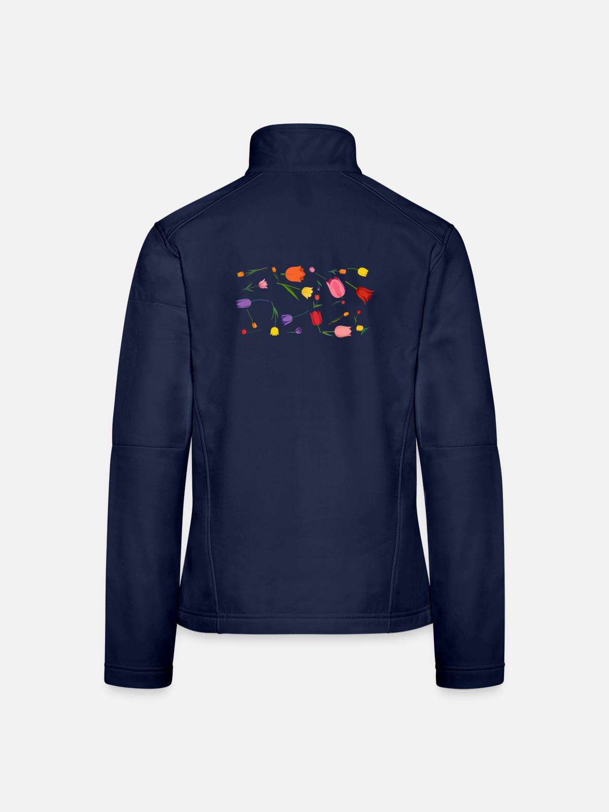 Blumen - Frauen Softshelljacke - Navy - Hinten