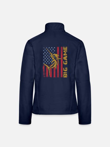 Marlin sauteur avec drapeau américain Pêche en haute mer - Veste en tissu softshell Femme - bleu marine - Dos