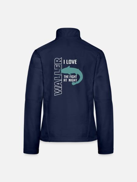 Waller fischen Nachtangeln Angler und Anglerin - Frauen Softshelljacke - Navy - Hinten