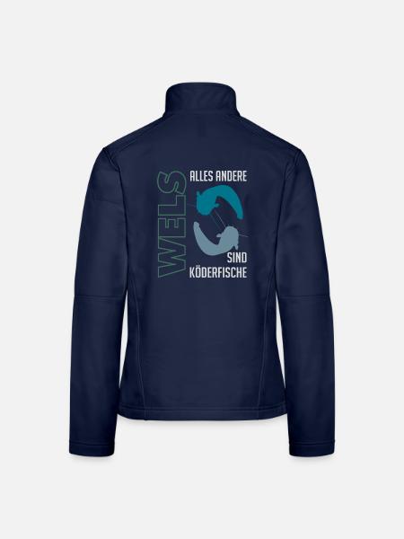 Wels angeln Waller fischen Sportfischen auf Wels - Frauen Softshelljacke - Navy - Hinten