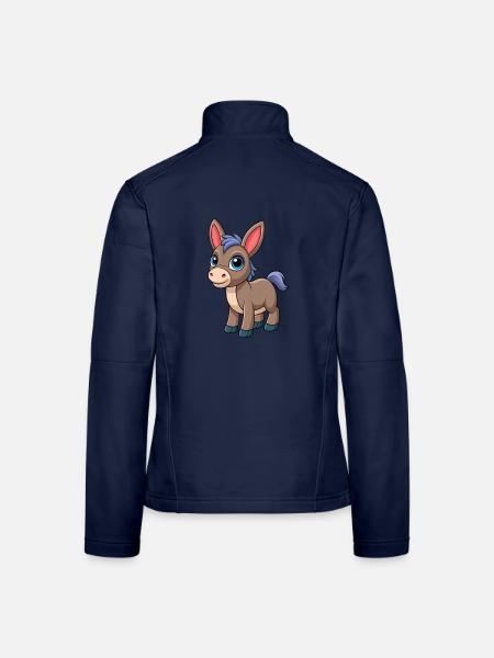 Esel Niedliche Maskottchen Zeichentrickfigur Kawaii - Frauen Softshelljacke - Navy - Hinten