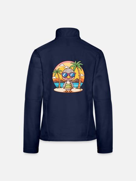 Lunettes de soleil de plage d’été de dessin animé drôle d’autruche - Veste en tissu softshell Femme - bleu marine - Dos