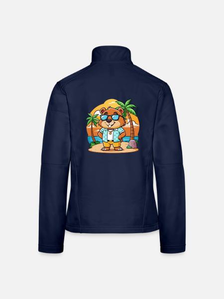 Biber Lustige Cartoon Sommer Strand Sonnenbrille - Frauen Softshelljacke - Navy - Hinten
