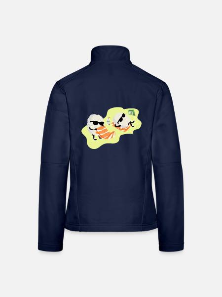 Sonnenhungriges Sushi Lachsrolle - Frauen Softshelljacke - Navy - Hinten