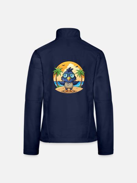 Krähe Lustige Cartoon Sommer Strand Sonnenbrille - Frauen Softshelljacke - Navy - Hinten