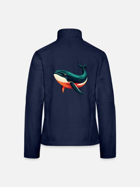 Whale Cartoon Character Colorful Pet Animal - Women's Softshell Jacket - navy - Back