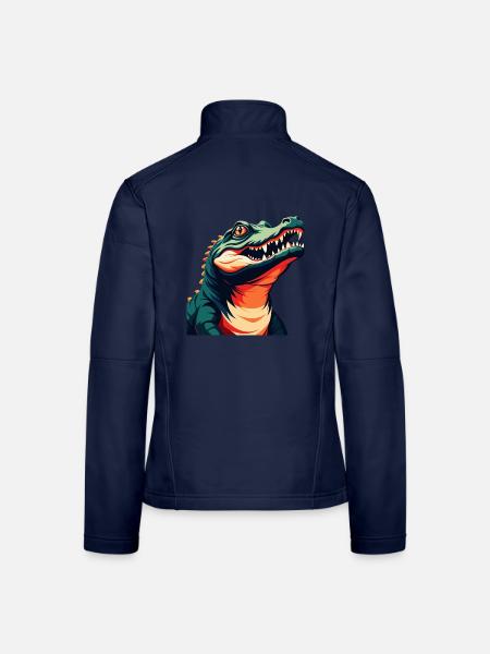 Crocodile Dessin Animé Personnage Animal De Compagnie Coloré - Veste en tissu softshell Femme - bleu marine - Dos