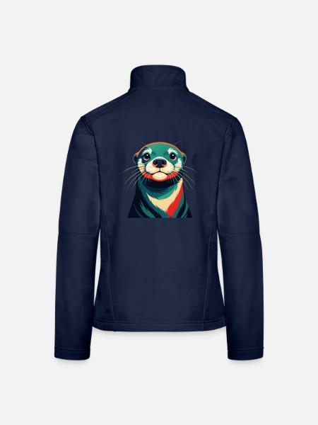 Otter Cartoon Character Colorful Pet Animal - Women's Softshell Jacket - navy - Back