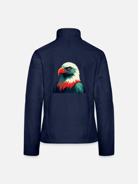 Eagle Cartoon Character Colorful Pet Animal - Women's Softshell Jacket - navy - Back