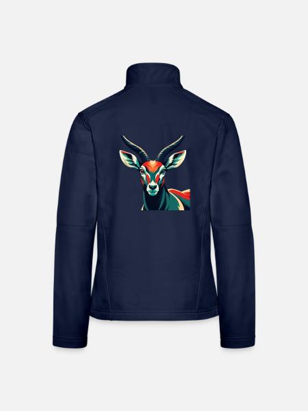 Antilope Zeichentrickfigur Buntes Haustier Tier - Frauen Softshelljacke - Navy - Hinten