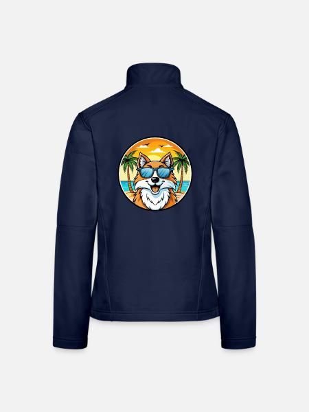 Scotch Collie Hunderasse Cartoon Sonnenbrille Strand - Frauen Softshelljacke - Navy - Hinten