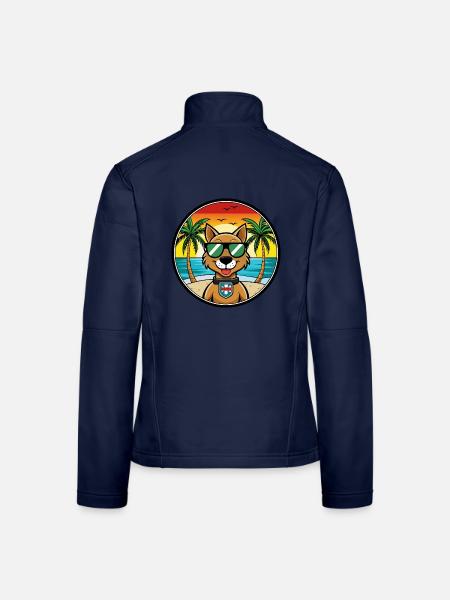 Portuguese Watchdog Breed Cartoon Sunglasses Beach - Women's Softshell Jacket - navy - Back