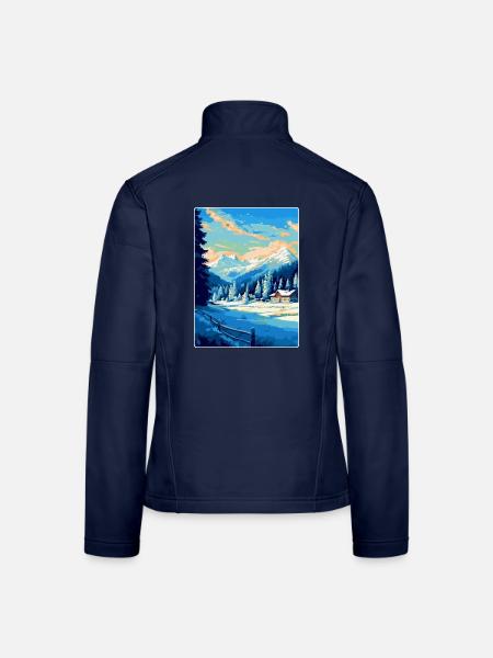 Kitzbuhel Austria Vintage Travel Poster Souvenir - Women's Softshell Jacket - navy - Back