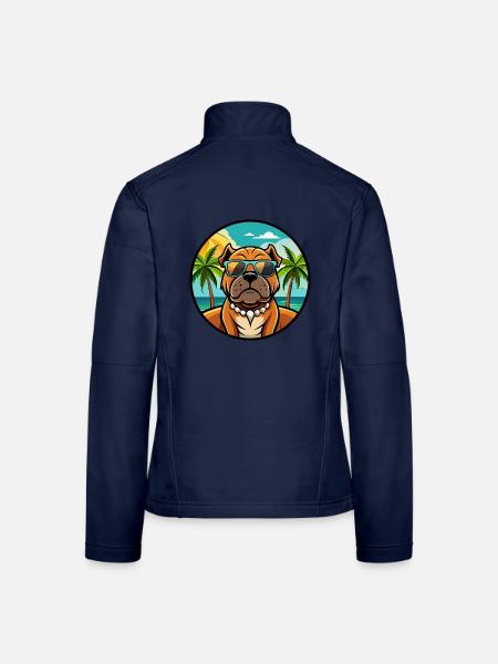 Bordeauxdogge Hunderasse Cartoon Sonnenbrille Strand - Frauen Softshelljacke - Navy - Hinten