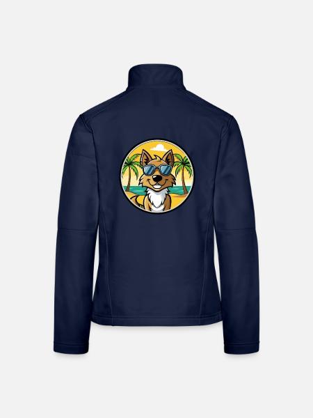 Tiroler Bracke Hunderasse Cartoon Sonnenbrille Strand - Frauen Softshelljacke - Navy - Hinten