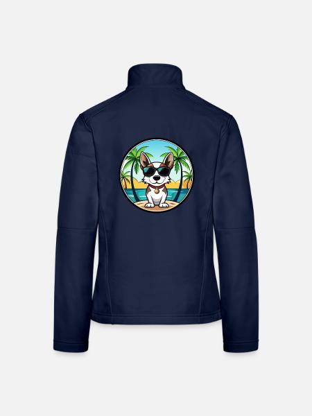 Rat Terrier Hund Rasse Cartoon Sonnenbrille Strand - Frauen Softshelljacke - Navy - Hinten
