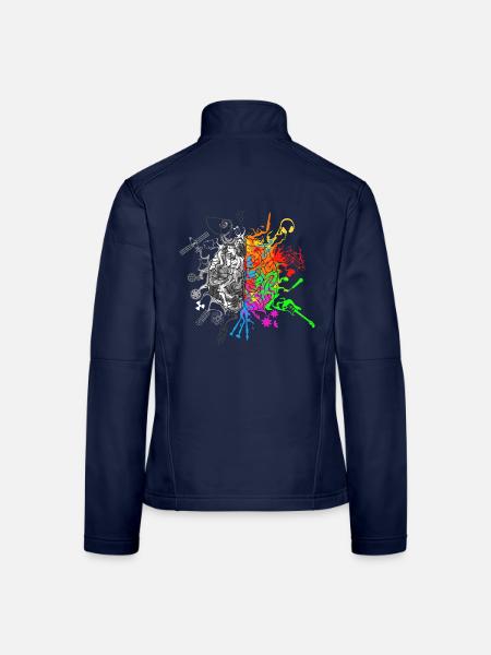 Gehirn Logik und Kreativität - Weiße Linien - Frauen Softshelljacke - Navy - Hinten