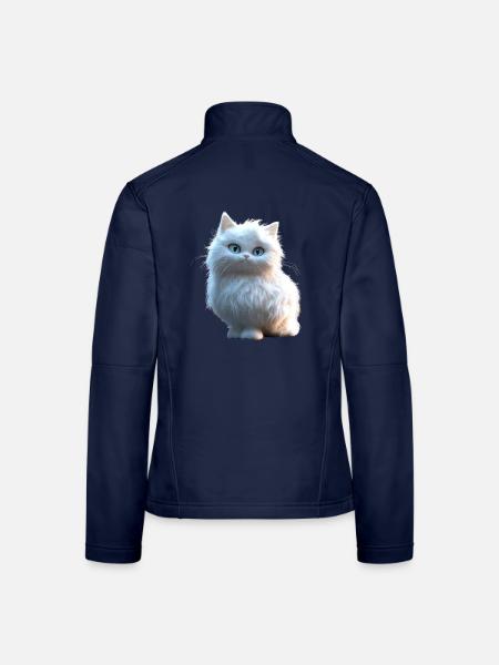 Angora Katze Weiße Angorakatze Süße Angora Katzen - Frauen Softshelljacke - Navy - Hinten