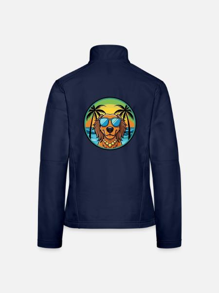Gordon Setter Hunderasse Cartoon Sonnenbrille Strand - Frauen Softshelljacke - Navy - Hinten