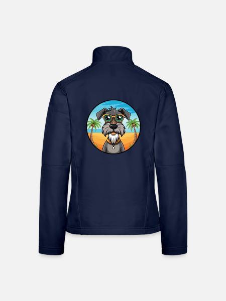 Deutscher Wachtelhund Hunderasse Cartoon Sonnenbrille - Frauen Softshelljacke - Navy - Hinten