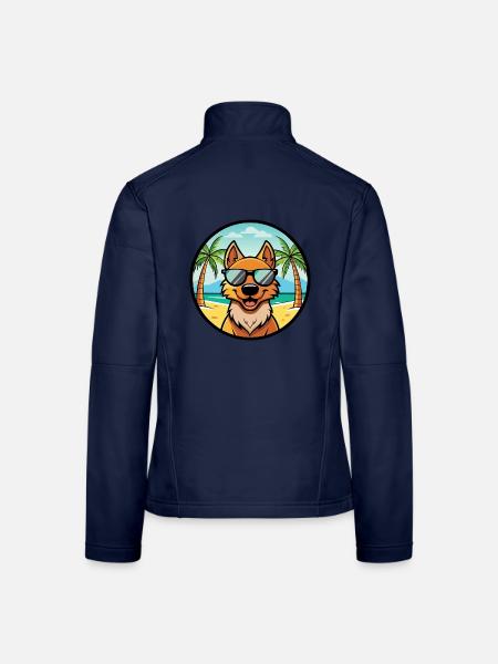 Friesischer Vorstehhund Rasse Cartoon Sonnenbrille Strand - Frauen Softshelljacke - Navy - Hinten