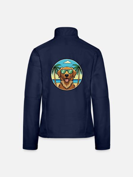 Chesapeake Bay Retriever Hunderasse Cartoon Beach - Frauen Softshelljacke - Navy - Hinten