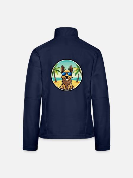 Australian Cattle Dog Rasse Cartoon Sonnenbrille Strand - Frauen Softshelljacke - Navy - Hinten