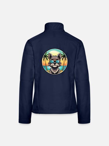 Affenpinscher Chien Race Dessin Animé Lunettes De Soleil Plage - Veste en tissu softshell Femme - bleu marine - Dos