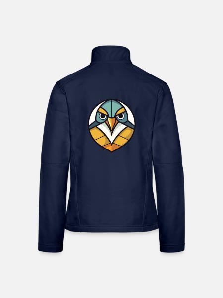 Meisenvogel Buntes Aquarell Tier Illustration - Frauen Softshelljacke - Navy - Hinten