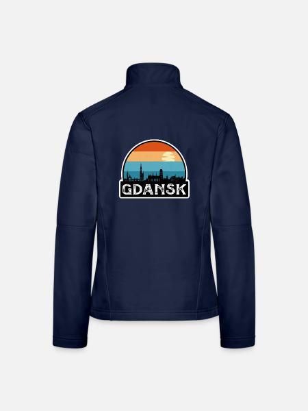 Danzig Polen Flagge Skyline Reisesouvenir - Frauen Softshelljacke - Navy - Hinten