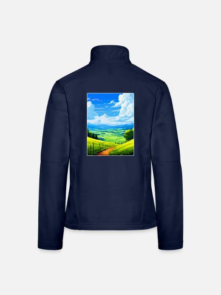 Bergisches Land Deutschland Vintage Reiseposter WPA - Frauen Softshelljacke - Navy - Hinten