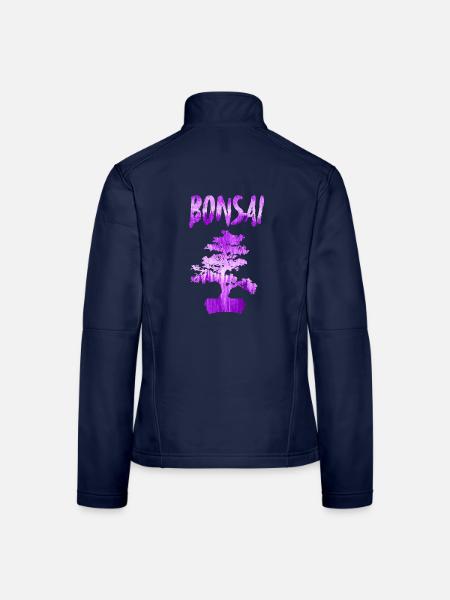 Bonsai Lila Aquarellbaum - Frauen Softshelljacke - Navy - Hinten
