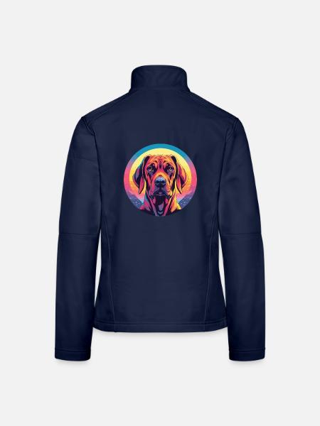 Rhodesian Ridgeback Hund Buntes Aquarell Haustier - Frauen Softshelljacke - Navy - Hinten