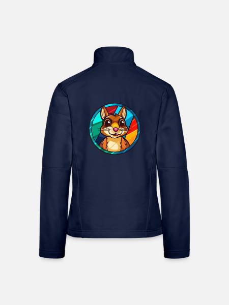 Chipmunk Buntglas Bunte Karikatur Kawaii Ani - Frauen Softshelljacke - Navy - Hinten