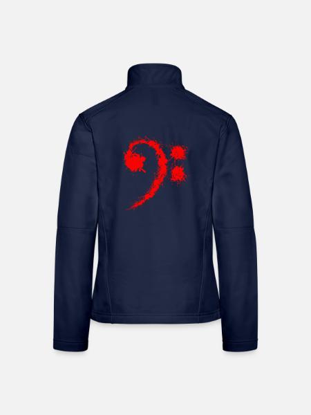 Bass Clef Red - Lustiges Musikliebhabergeschenk - Frauen Softshelljacke - Navy - Hinten
