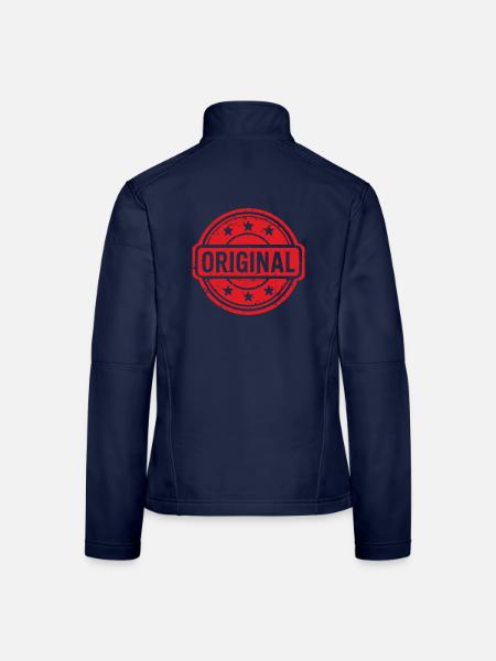 Ursprüngliches Grunge-Gummistempel-Abzeichen-Vektordesign - Frauen Softshelljacke - Navy - Hinten