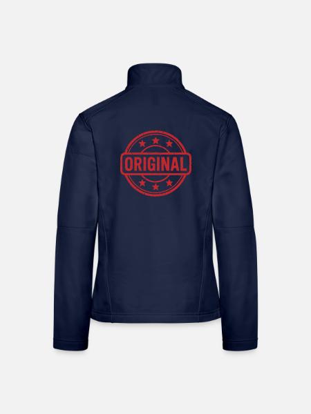 Ursprüngliches Grunge-Gummistempel-Abzeichen-Vektordesign - Frauen Softshelljacke - Navy - Hinten