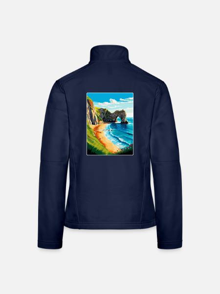 Durdle Door England Uk Reise Poster Souvenir WPA - Frauen Softshelljacke - Navy - Hinten