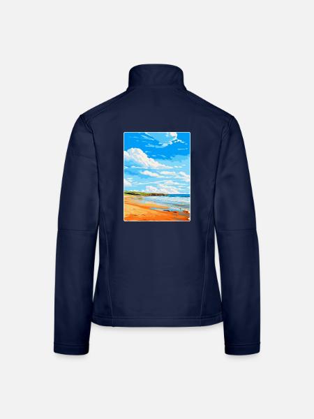 Constantine Bay, Cornwall, England, Vereinigtes Königreich, Reiseposter - Frauen Softshelljacke - Navy - Hinten