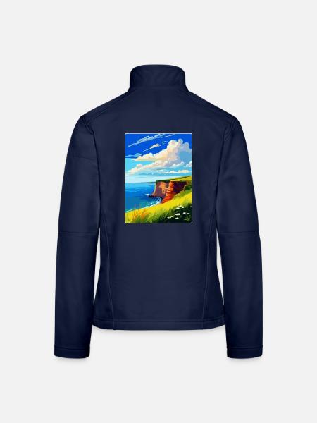 Berry Head Devon Vintage Voyage Poster Souvenir - Veste en tissu softshell Femme - bleu marine - Dos